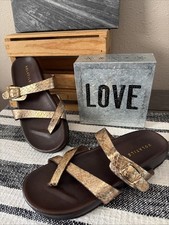 VOLATILE Gold Toe Loop Strap Brown Comfort Footbed Sandals Size 8 NWOT