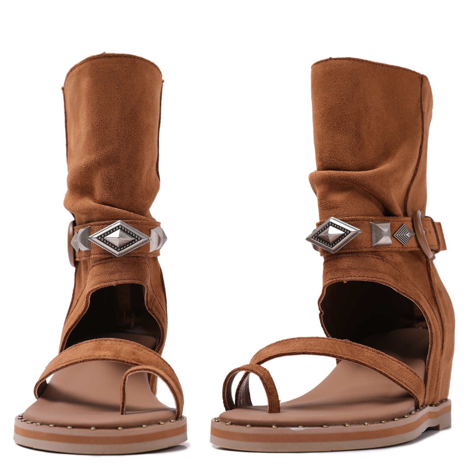 APL Sandali donna estivi stile bohemien suola spessa zeppa cintura fibbia cerniera stivali