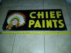 1930s Original Indian Chief Paints Metal Sign Double Sided Rare