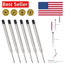 Quality Black Ink Ballpoint Pen Refills 6pcs, 1mm Medium Tip - Ideal for All