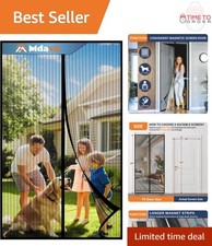Magnetic Screen Door Polyester Fits 48x80 Inches Pet Kid Friendly Easy Install