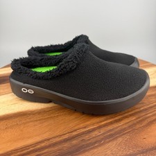 OOFOS OOcoozie Mule Men's 9 EU 42 Slip On Recovery Shoes Black Sherpa