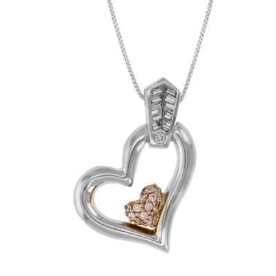 2/5 cttw Diamant Anhänger, Baguette Diamant Herz Anhänger Halskette für Frauen in