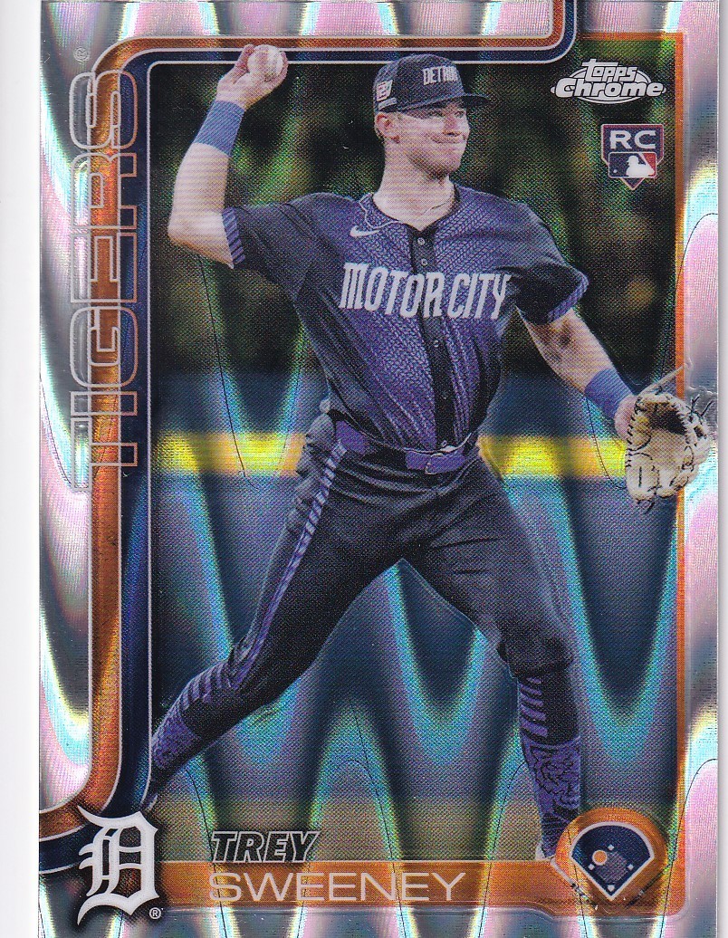 TREY SWEENEY TOPPS CHROME ROOKIE RAYWAVE REFRACTOR RC TIGERS #6 2025 25