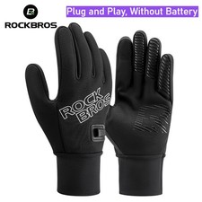 ROCKBROS Electric Heating Gloves Fleece Inner Touchscreen Gloves Anti-Slip Bike