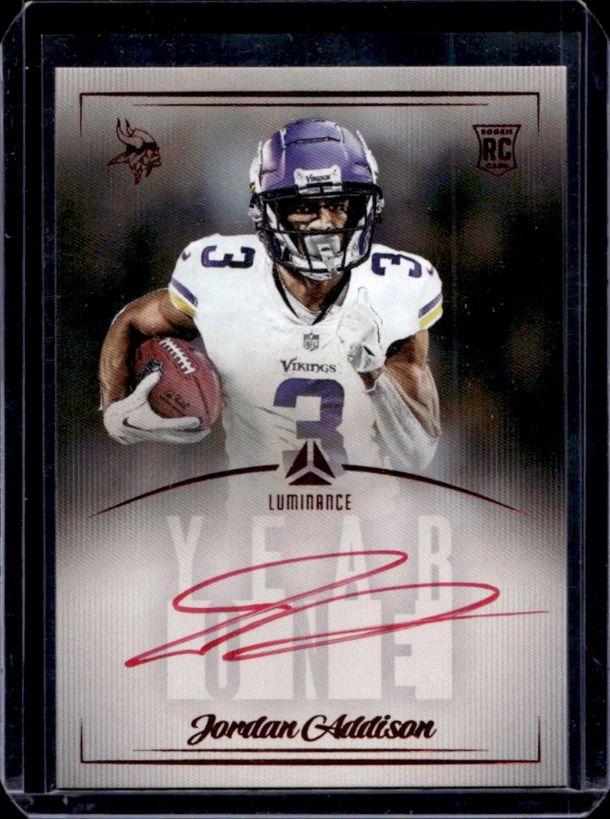 Jordan Addison Panini Luminance Year One Signatures #Y1JADSP Red