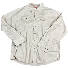 Men's Wrangler Beige Denim Long Sleeve Shirt Size Large EUC