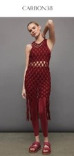 CARBON38 Macrame Tunic Dress In Merlot Size M/L USD $298 