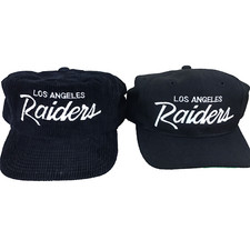 Lot of 2 Vintage Sports Specialties Los Angeles Raiders Hat Cap NFL Black NFL