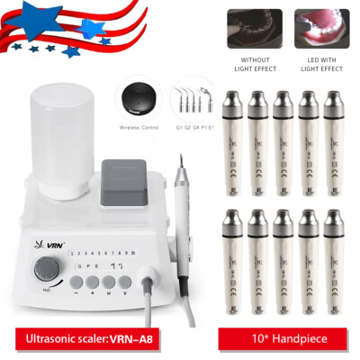 VRN Dental Wireless Ultrasonic Piezo Scaler / 10pcs HW-5L LED Handpiece FDA