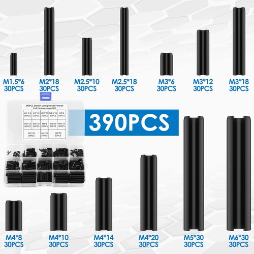 390Pcs Roll Pin Set Stainless Steel Slotted Spring Pin Kit M1.5 M2 M2.5 ...