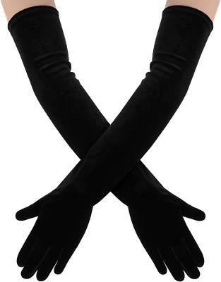 Handschuhe lang schwarz samt Damen Samthandschuhe Kostüm 1920er Jahre