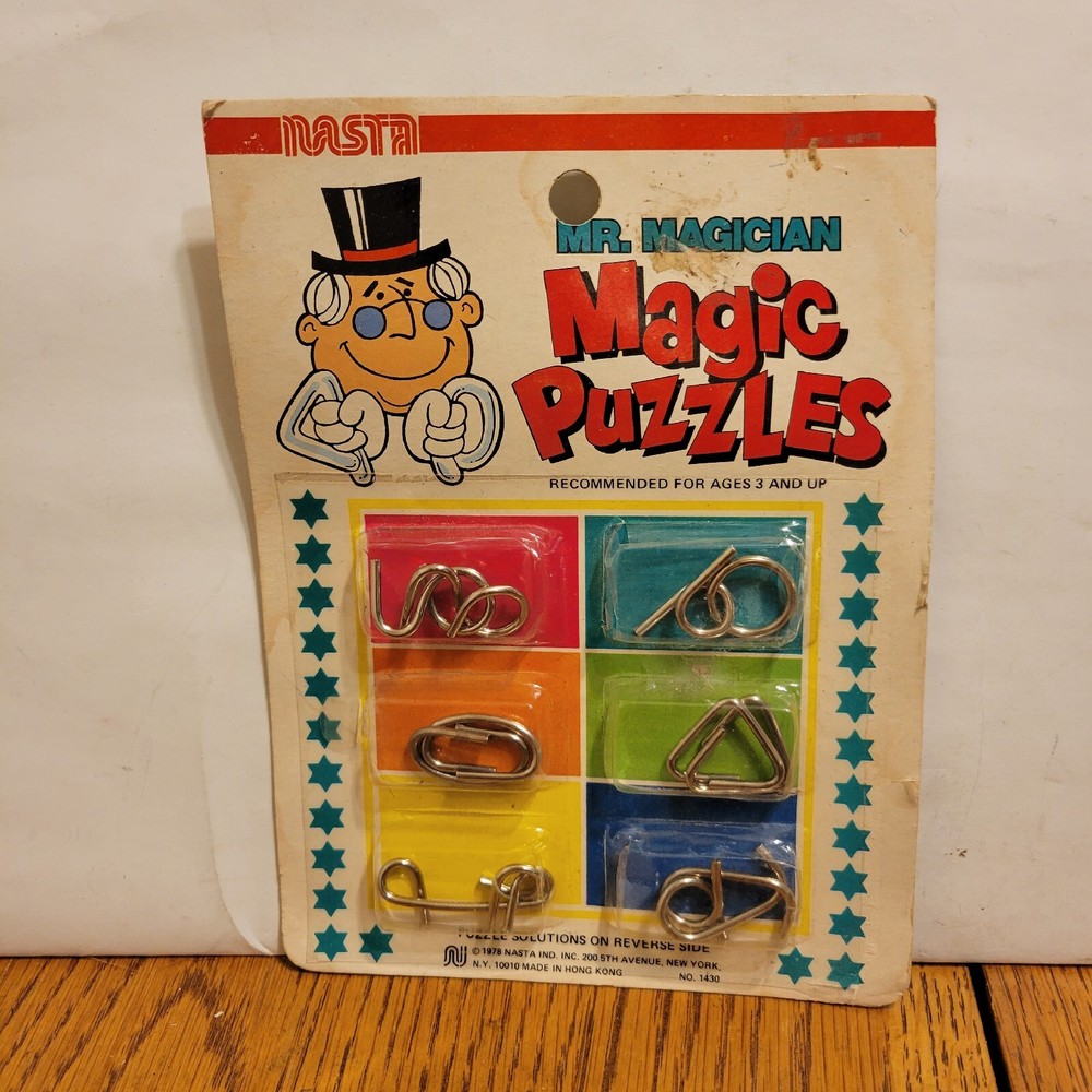 VINTAGE COLLECTIBLE NIP NASTA MR. MAGICIAN METAL MAGIC PUZZLES UNUSED RARE HTF