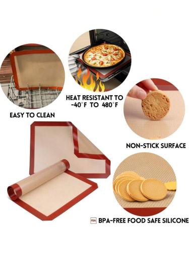 3-Pack Silicone Baking Mat Nonstick Heat Resistant Oven Mats Toaster Liner Sheet - Picture 4 of 20
