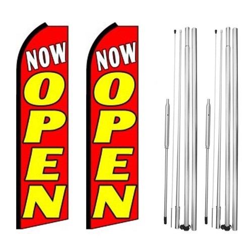 Now Open Swooper Flutter Feather Flag | 3ft W x 11.5ft Tall - Picture 3 of 3