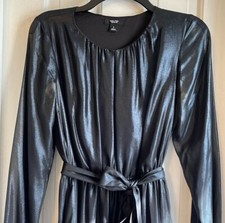 Simply Vera Vera Wang Holiday Dress, SMALL, long sleeves, black/gun metal shine
