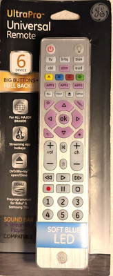 GE 37038 6 Device Big Button Universal Remote Control - LED Fully Backlite 