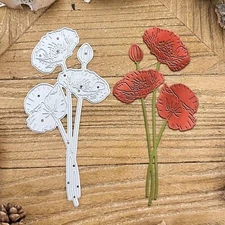 Poppy Flowers Metal Die Cuts,Flowers Branch Frame Wedding Cutting Dies Cut St...