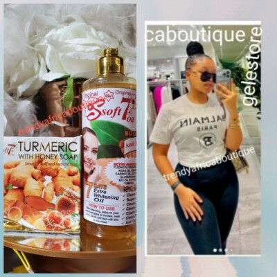 2pcs. Soft 7 Tumeric Whitening & Glowing Oil & SOAP Body Repair. ONE EACH.