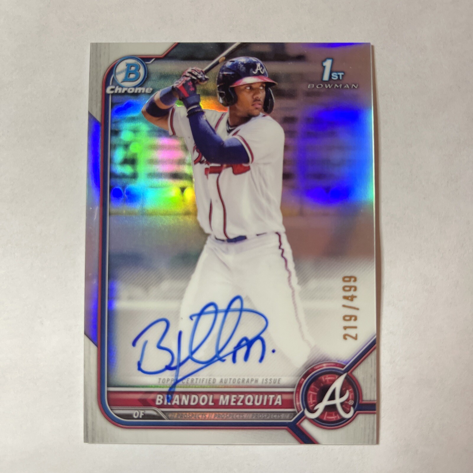 2022 Bowman Chrome Brandol Mezquita Refractor 1st Prospect Auto /499 Braves