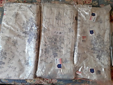 Laura Ashley Sophia Blue White Floral Drapes Pair 86" L-slightly Faded-Match