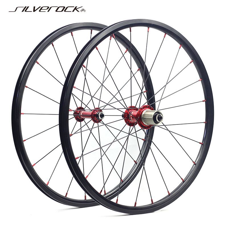 RUJIXU Jeu de roues de vélo pliantes argentées de 20 pouces 406 451