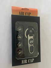 4 ~ Hyundia Chrome Air Valve Caps with Key Ring &amp; Wrench