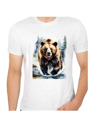 Grizzly Bear Art T shirt for Mens Apparel Short Sleeve Clothing