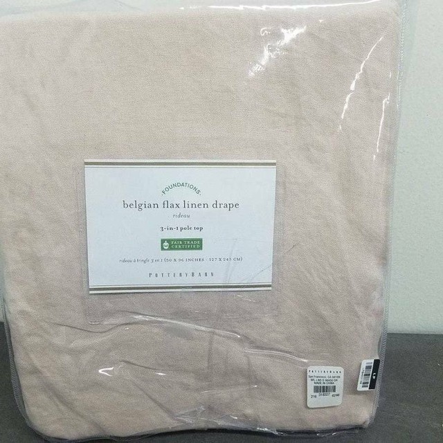 Pottery Barn Classic Belgian Flax Linen Drape Curtain Soft Rose