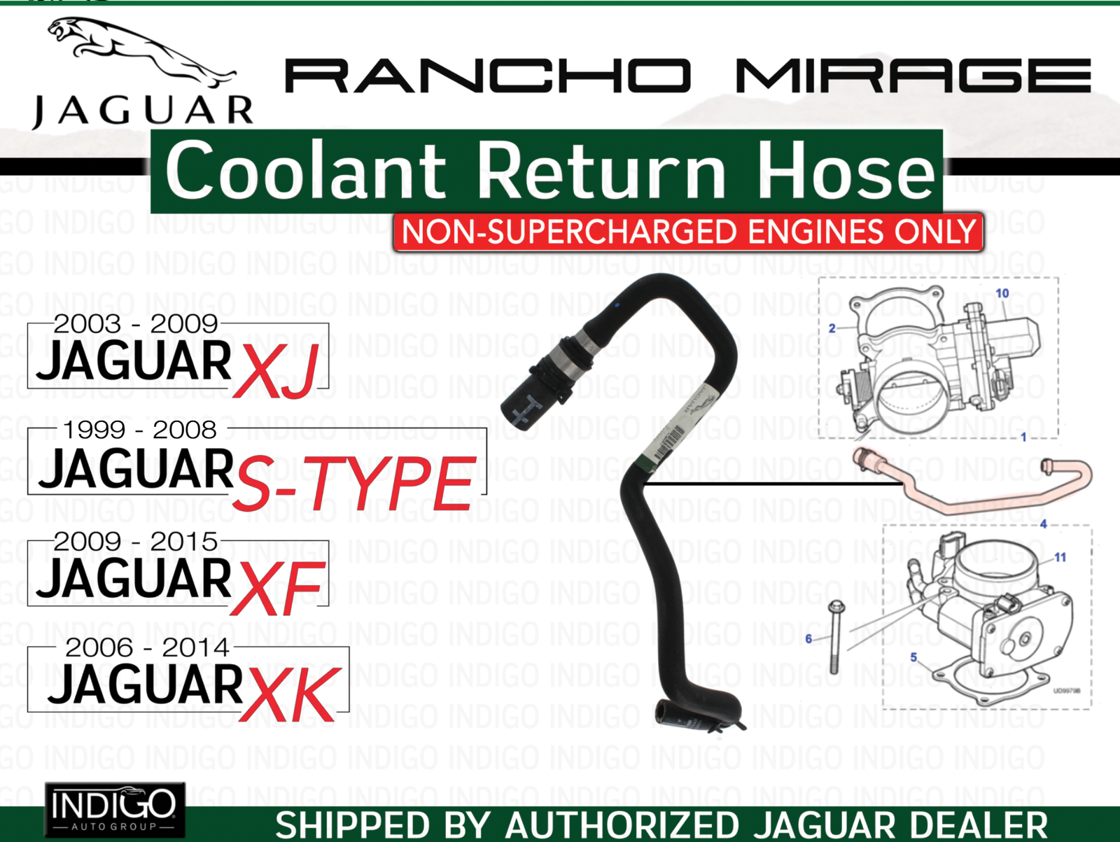 JAGUAR OEM 0709 XK 0915 XF 0409 XJ8 STYPE 4.2 Coolant Return Hose