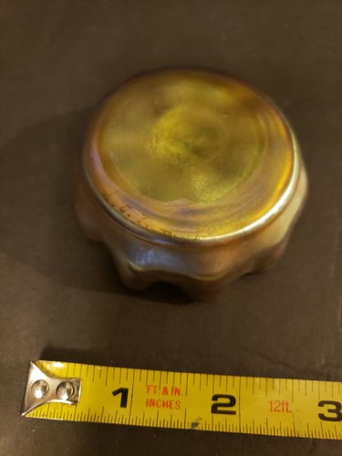 Gorgeous Signed L.C.T. Tiffany Gold Favrile Ruffled Salt Cellar Open Salt Dip - Picture 3 of 4