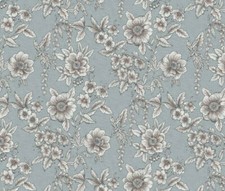 ELSIE MODERN BLUE GREY FLORAL FLOWER DESIGN VINYL WIPE CLEAN PVC TABLECLOTH