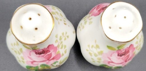 Pink Rose Gold Rimmed Salt And Pepper Shakers Bone China England Vintage - Picture 2 of 4