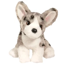 ✤ New DOUGLAS CUDDLE TOY Stuffed Plush CORGI Soft Grey Cream Spot Gray Dog Puppy