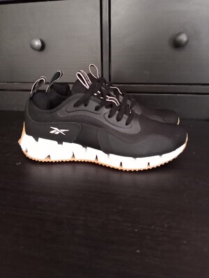 REEBOK PERFORMANCE ZIG DYNAMICA SNEAKERS CORE BLACK WHITE RUBBER GUM, SIZE  10