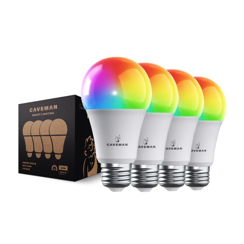 Caveman Matter & WiFi A19 Smart LED Light Bulb, RGBW Color Changing, Tunable ...