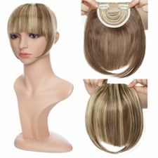 100% Natural Thin Bangs Fringe Clip in Hair Extensions As Human Front Bang Blond
