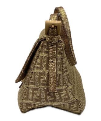 Fendi Shoulder Bag Zucchino Mini Mamma Baguette Handbag Gold