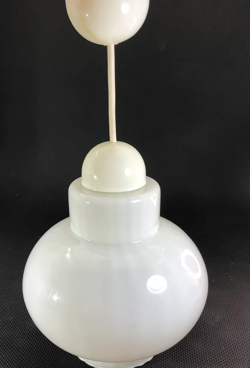 Mid Century Modern Ceiling Pendant Light White Opaline Glass Meldec Aust 1980 s