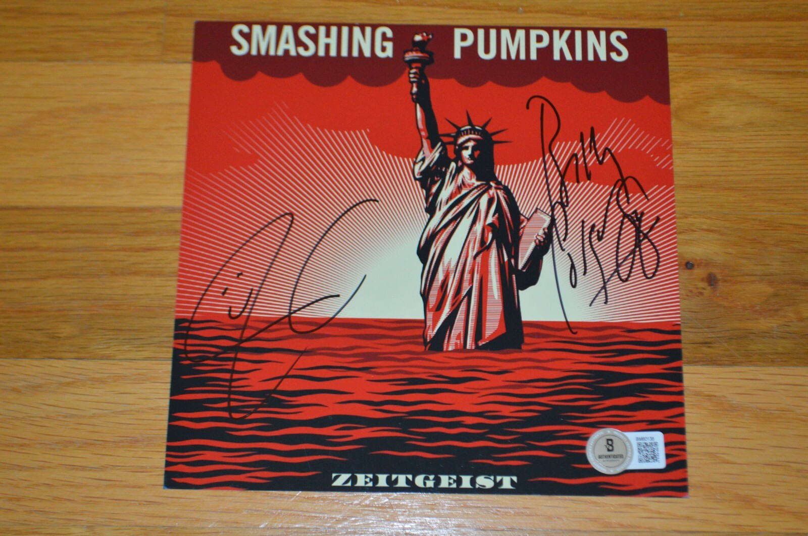 Billy Corgan & Jim Chamberlain Signed ZeitGeist 7x7 Insert with Beckett Hologram