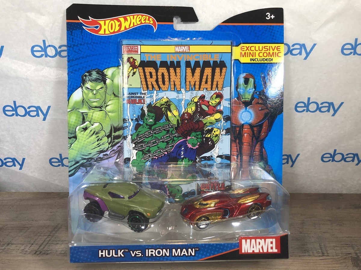 Hot Wheels Hulk vs Iron Man Car Pack Exclusive Mini Comic Book Iron Man