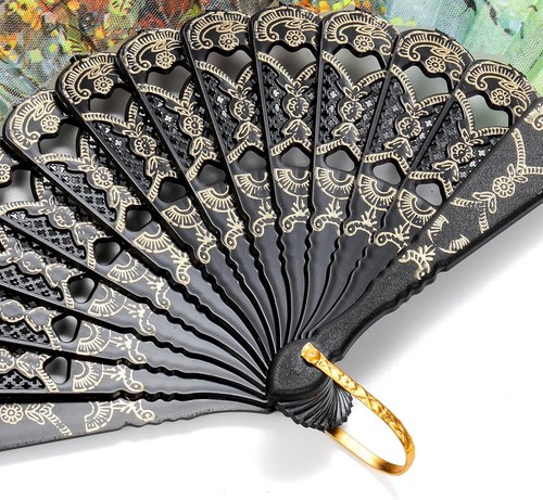 Peacock Folding Hand Held Fans Bulk for Women Spanish Chinese Japanese 10 Pcs - Picture 5 of 8