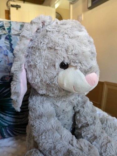 ASDA Grey Sitting Bunny Rabbit Plush Soft Toy 14" - Picture 5 of 7