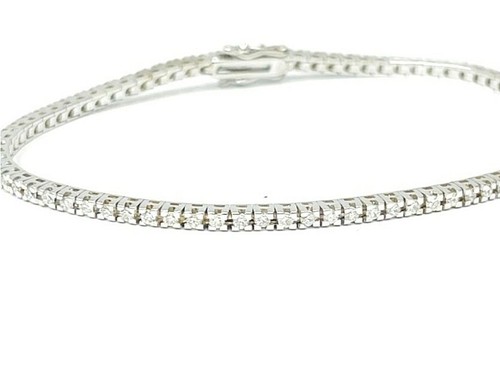 Bracciale TENNIS diamanti 1.35 ct in oro bianco 18 kt - 8.3 grammi - 18 cm - Foto 4 di 10