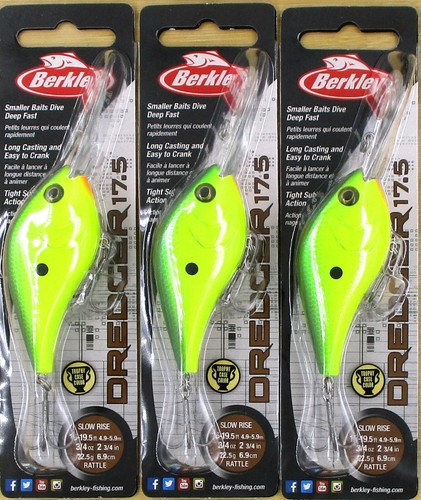 (3) Berkley 2 3/4" Dredger 17,5 Slow Rise 3/4 Oz Deep Crankbaits Homer #16H Neu