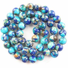 8mm Blue Sea Sediment Jasper Round Ball Loose Beads 15.5" J98830