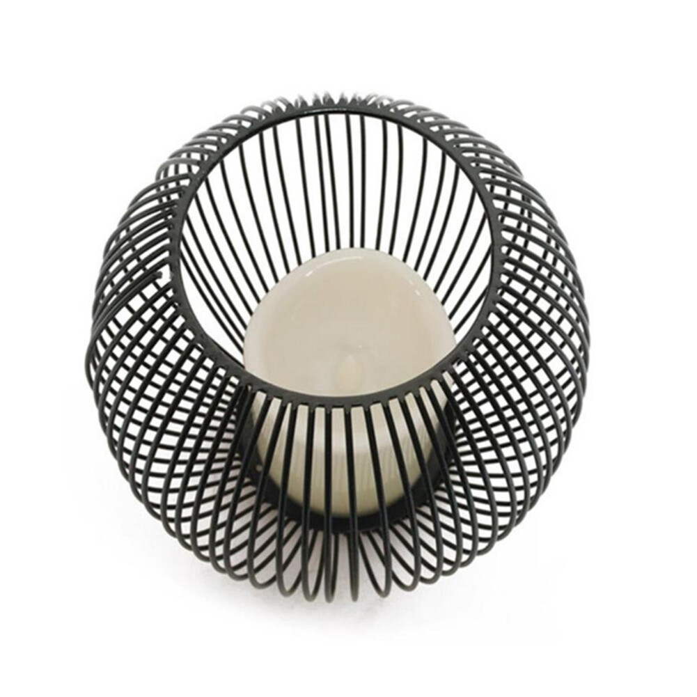 Black Cage Lantern Tea Light Candle Holder Metal Wire Candlestick Home