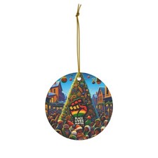 Hanging Ceramic Christmas Tree Ornament - Christmas Unity for Black Lives Matter