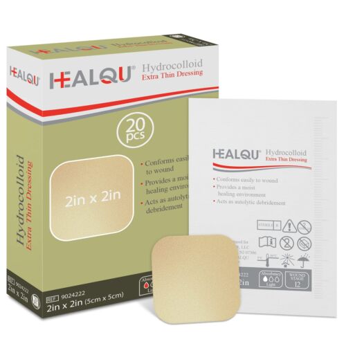 Hydrocolloid Wound Dressing - 2x2" Thin - Box of 20 Large Bandages - Steriliz...