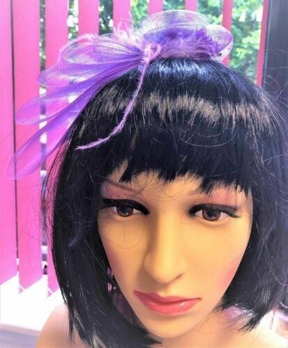 Fascinator Purple with Feathers and Hair Clip Attached Special Occasion